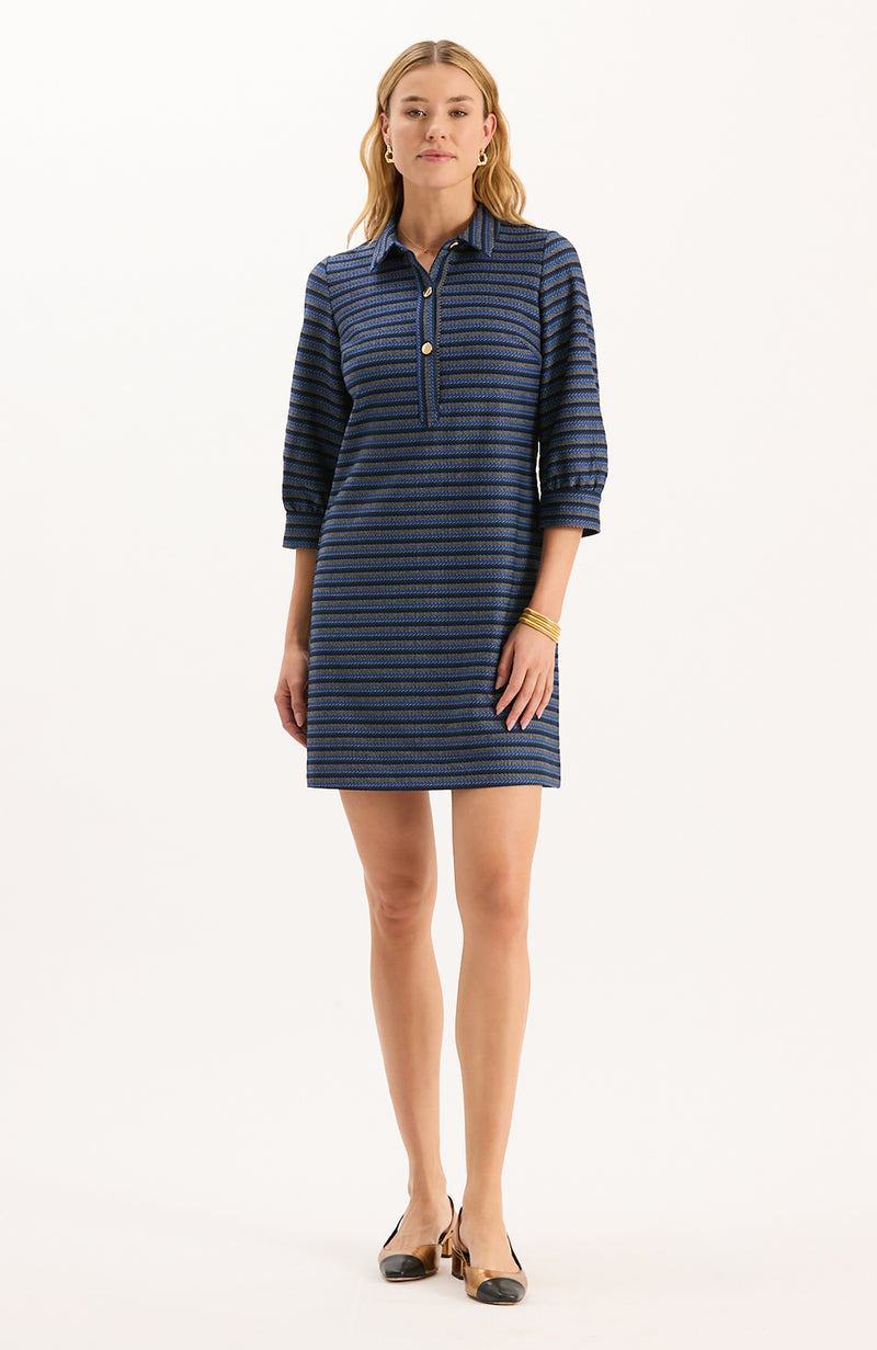 Kat Knit Dress - Navy Royal White