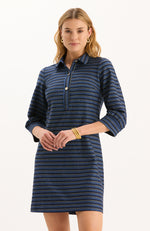 Kat Knit Dress - Navy Royal White
