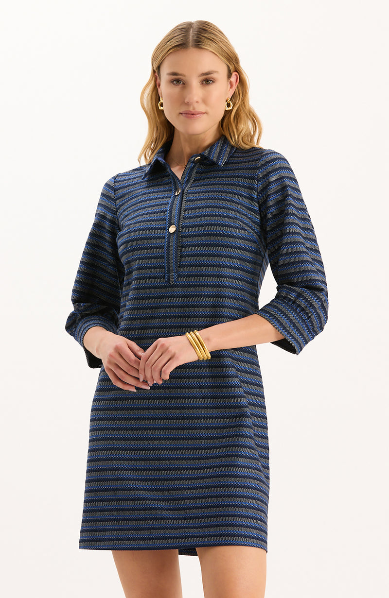 Kat Knit Dress - Navy Royal White