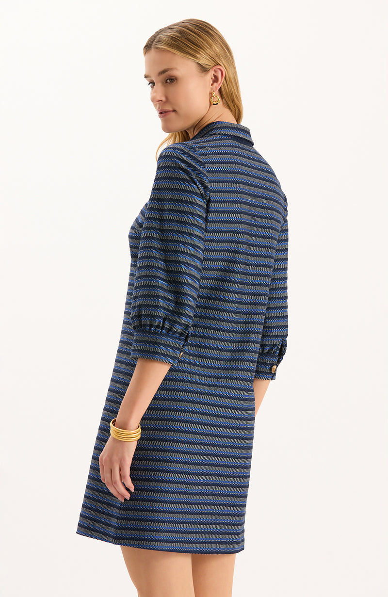 Kat Knit Dress - Navy Royal White