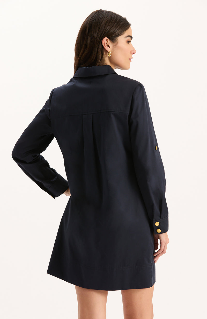Rory Cotton Shirtdress - Mid Navy
