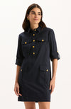 Rory Cotton Shirtdress - Mid Navy