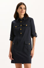 Rory Cotton Shirtdress - Mid Navy