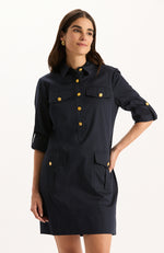 Rory Cotton Shirtdress - Mid Navy