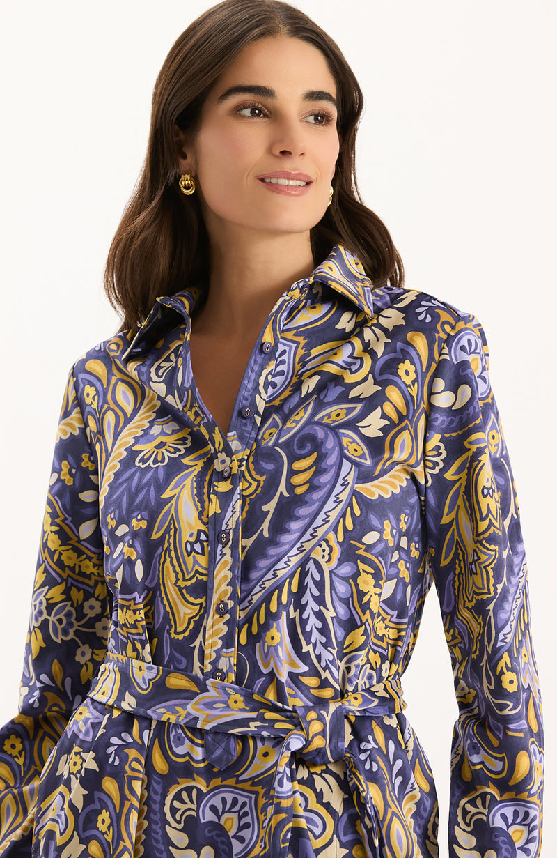 Ziva Sugar Plum Paisley Shirtdress - Sugar Plum Paisley