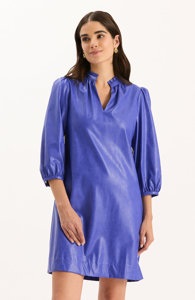 Sherri Vegan Leather Dress - Regal Blue