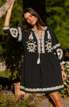 Carmen Embroidered Dress - Black