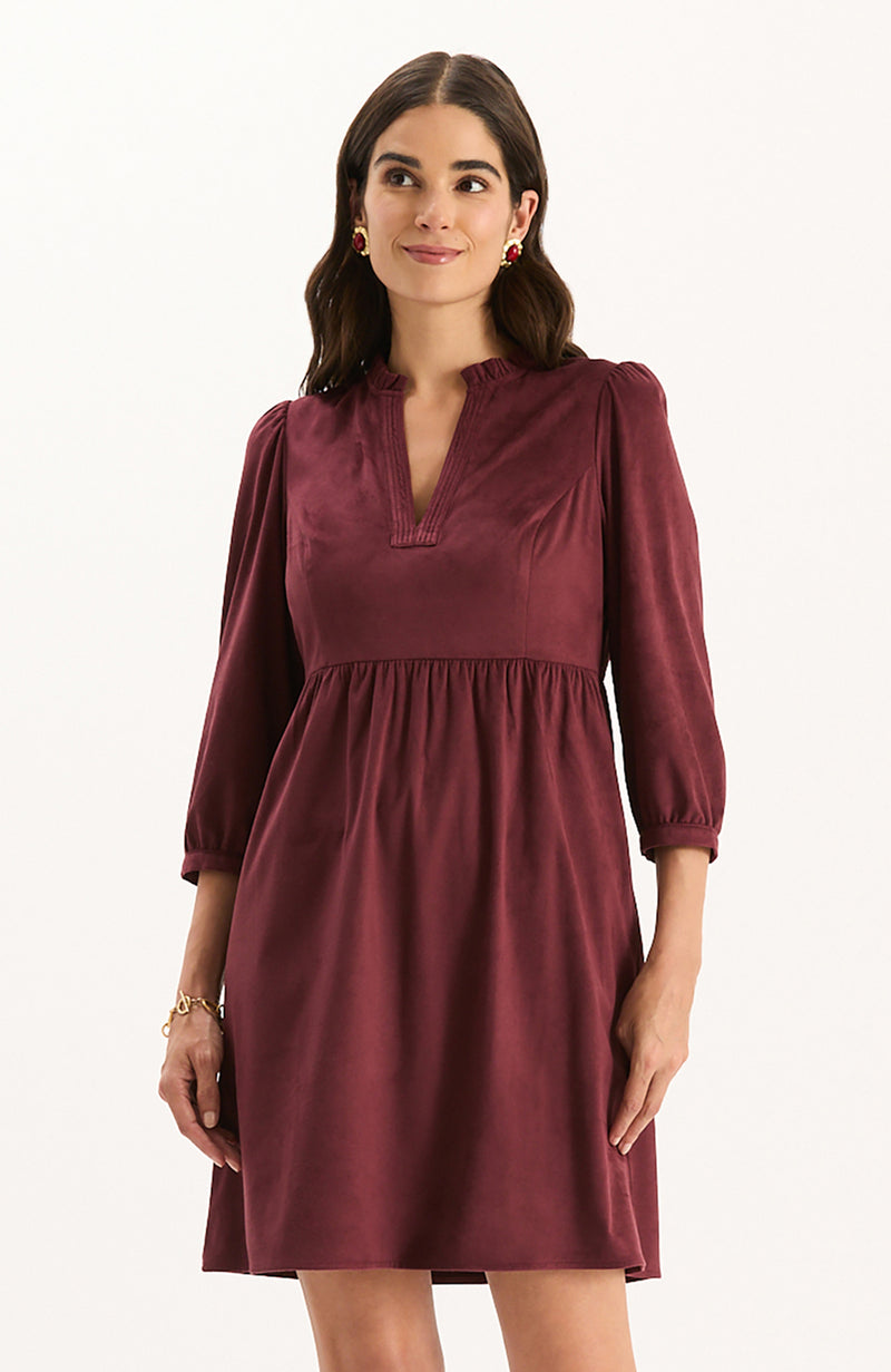 Corbin Faux Suede Dress - Tawny Port