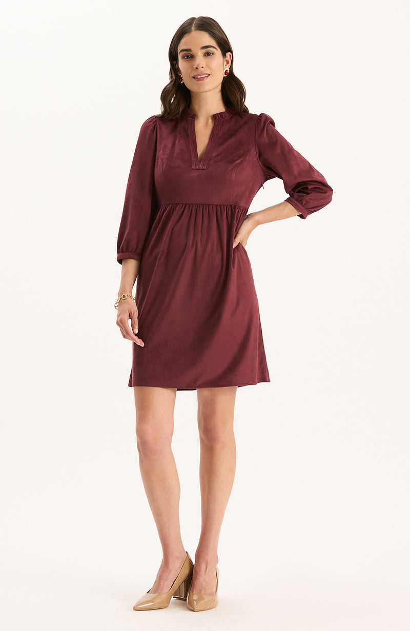 Corbin Faux Suede Dress - Tawny Port