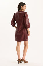 Sherri Vegan Leather Dress - Cabernet