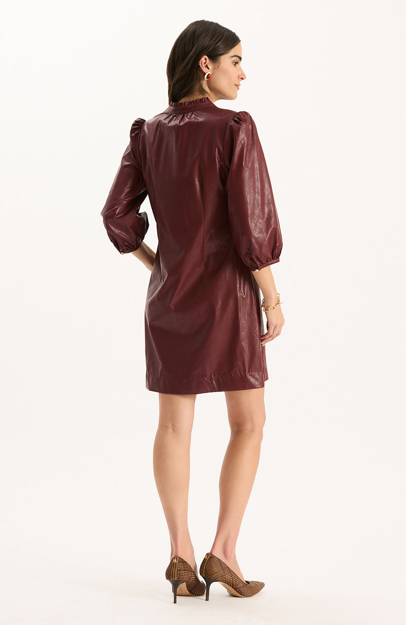 Sherri Vegan Leather Dress - Cabernet