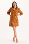 Sherri Vegan Leather Dress - Leather Brown