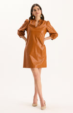 Sherri Vegan Leather Dress - Leather Brown