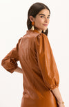 Sherri Vegan Leather Dress - Leather Brown