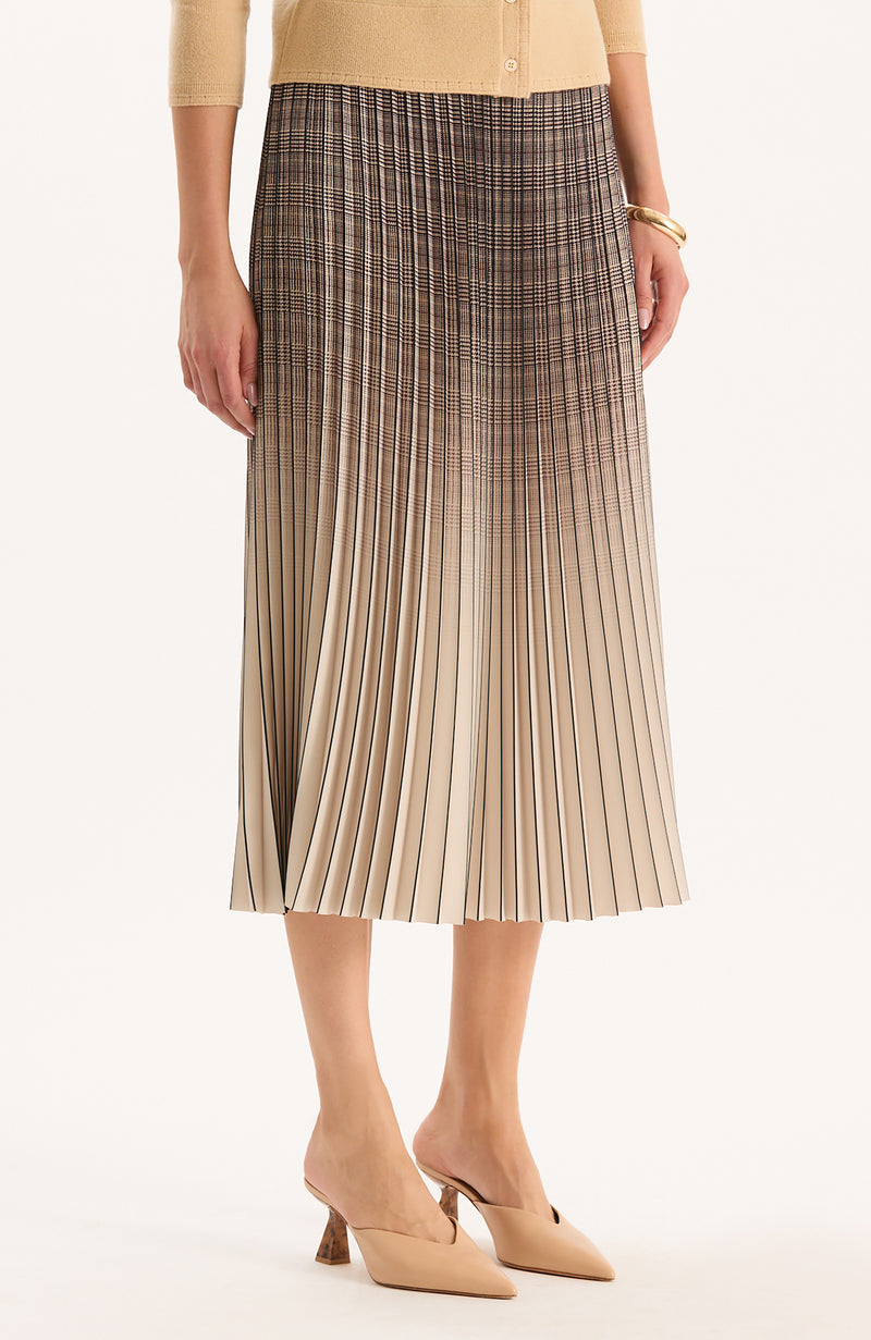 Cara Pleated Skirt - Ombré Plaid