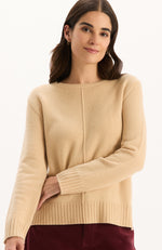Asha Cashmere Center Stitch Sweater - Eggshell