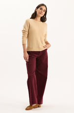Asha Cashmere Center Stitch Sweater - Eggshell