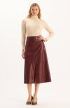 Phoebe Vegan Leather Skirt - Cabernet