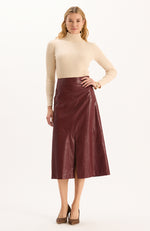 Phoebe Vegan Leather Skirt - Cabernet