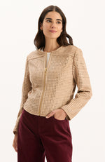 Piper Punched Faux Suede Jacket - Golden Wheat