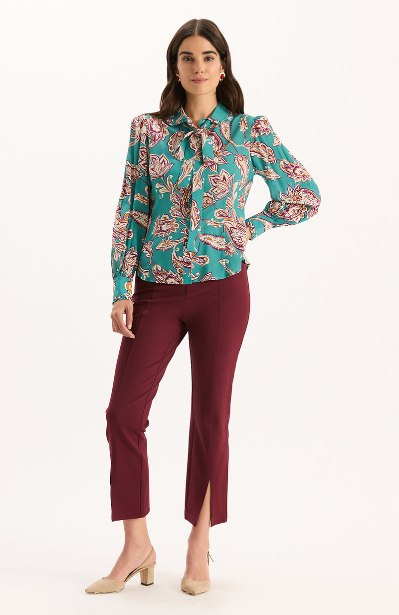 Margie Ponte Slit Front Pant - Tawny Port