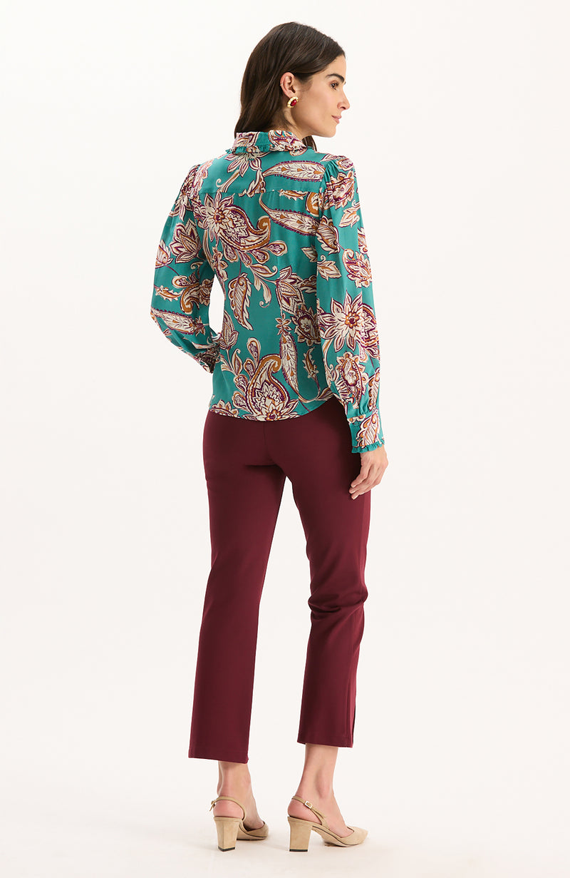 Margie Ponte Slit Front Pant - Tawny Port