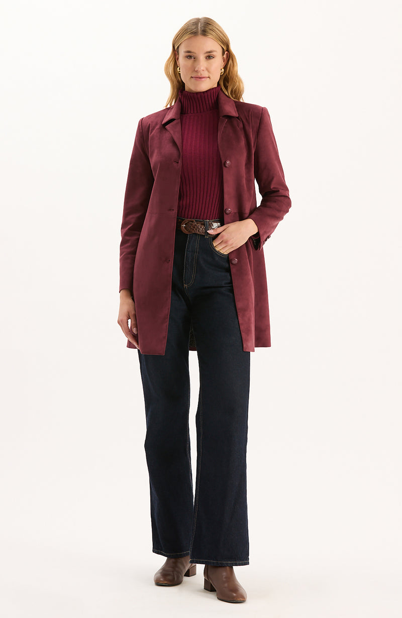 Jordan Faux Suede Jacket - Tawny Port