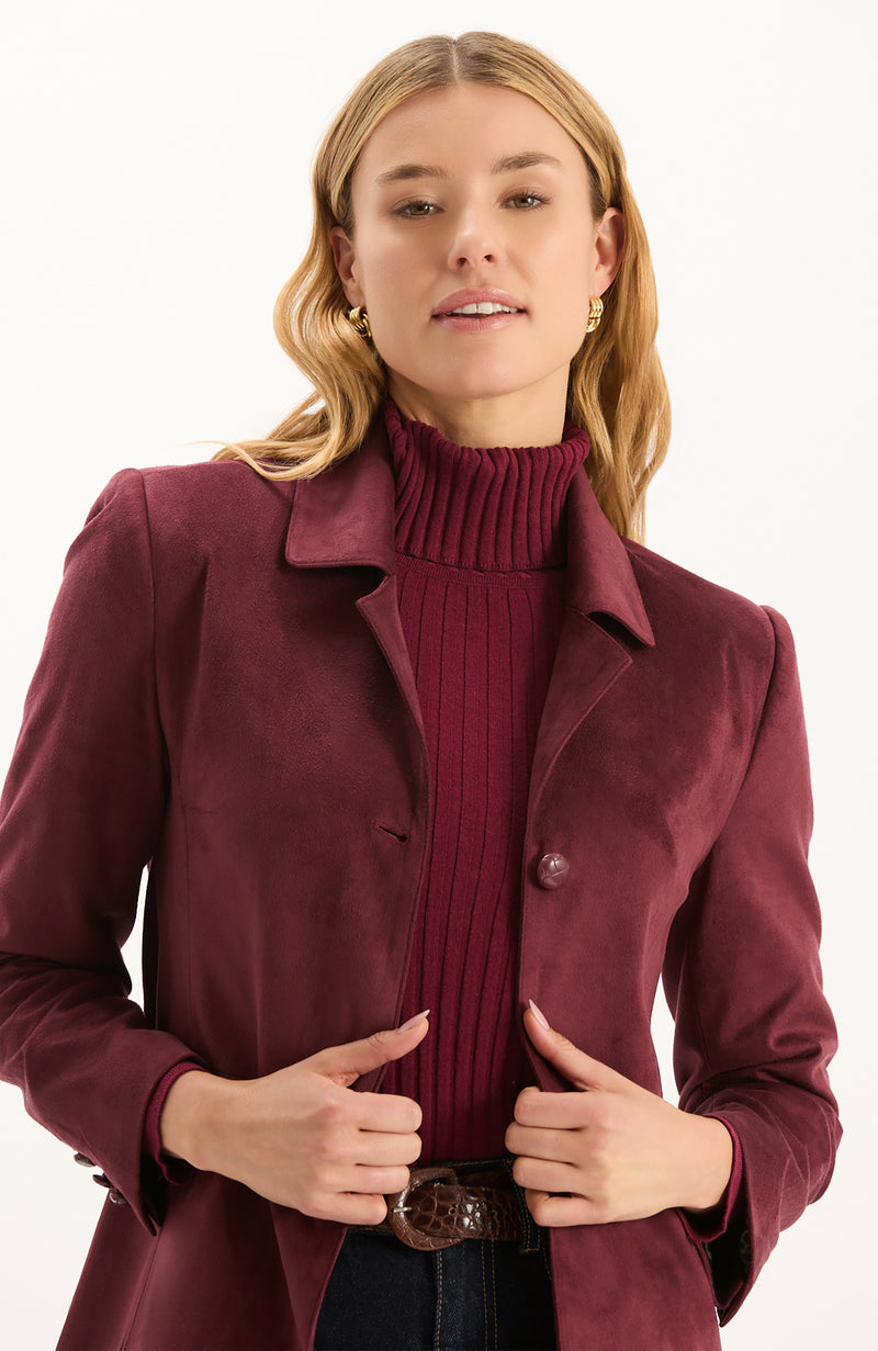 Jordan Faux Suede Jacket - Tawny Port