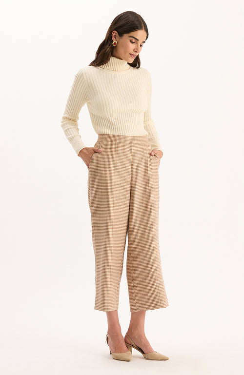 Payton Houndstooth Cropped Pant - Multi Houndstooth