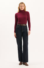 Cotton Cashmere Turtleneck - Cherry Mahogany