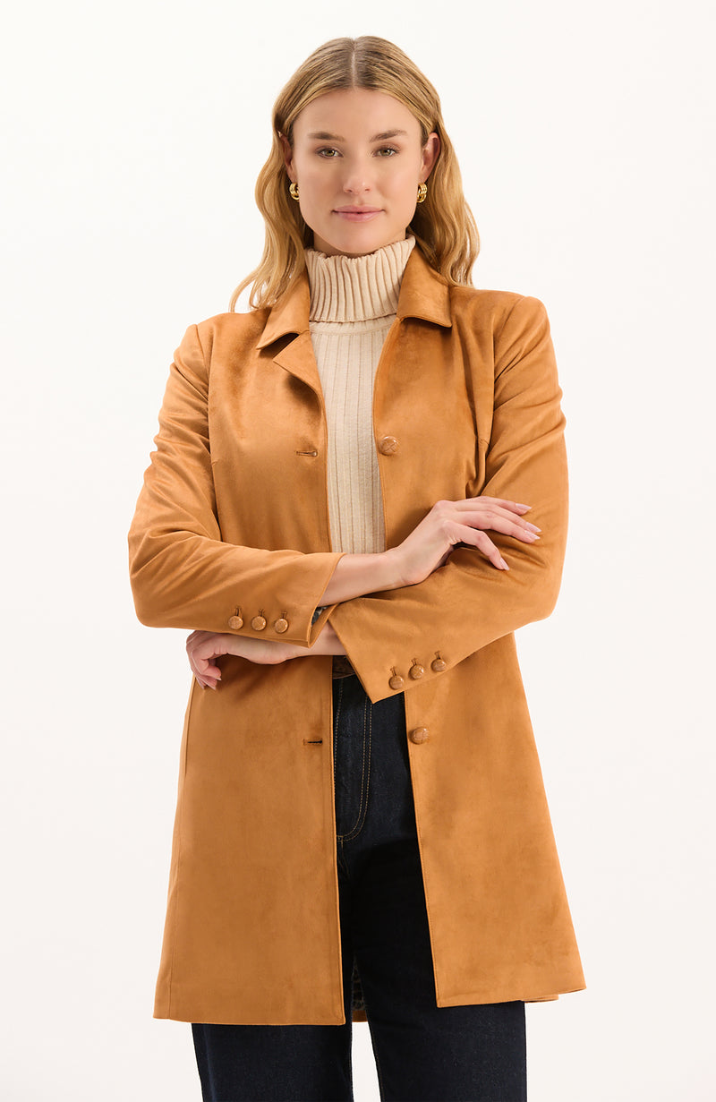 Jordan Faux Suede Jacket - Leather Brown