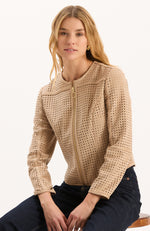 Piper Punched Faux Suede Jacket - Golden Wheat