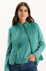 Faux Suede Moto Vest - Aegean