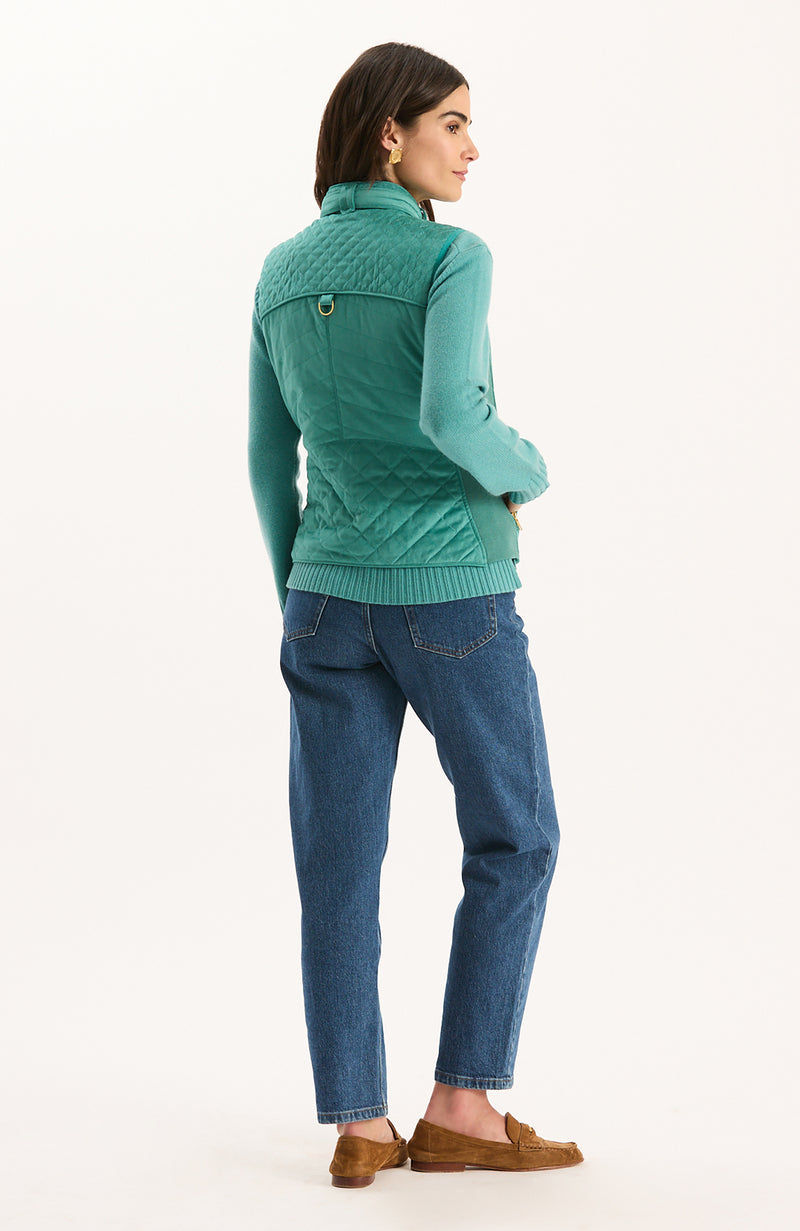 Faux Suede Moto Vest - Aegean