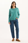 Asha Cashmere Center Stitch Sweater - Aegean