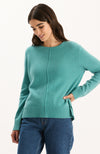 Asha Cashmere Center Stitch Sweater - Aegean