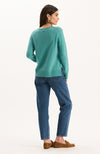 Asha Cashmere Center Stitch Sweater - Aegean