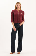 Liza Cotton Blend Knit Jacket - Cabernet