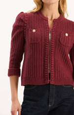 Liza Cotton Blend Knit Jacket - Cabernet