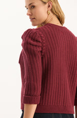 Liza Cotton Blend Knit Jacket - Cabernet