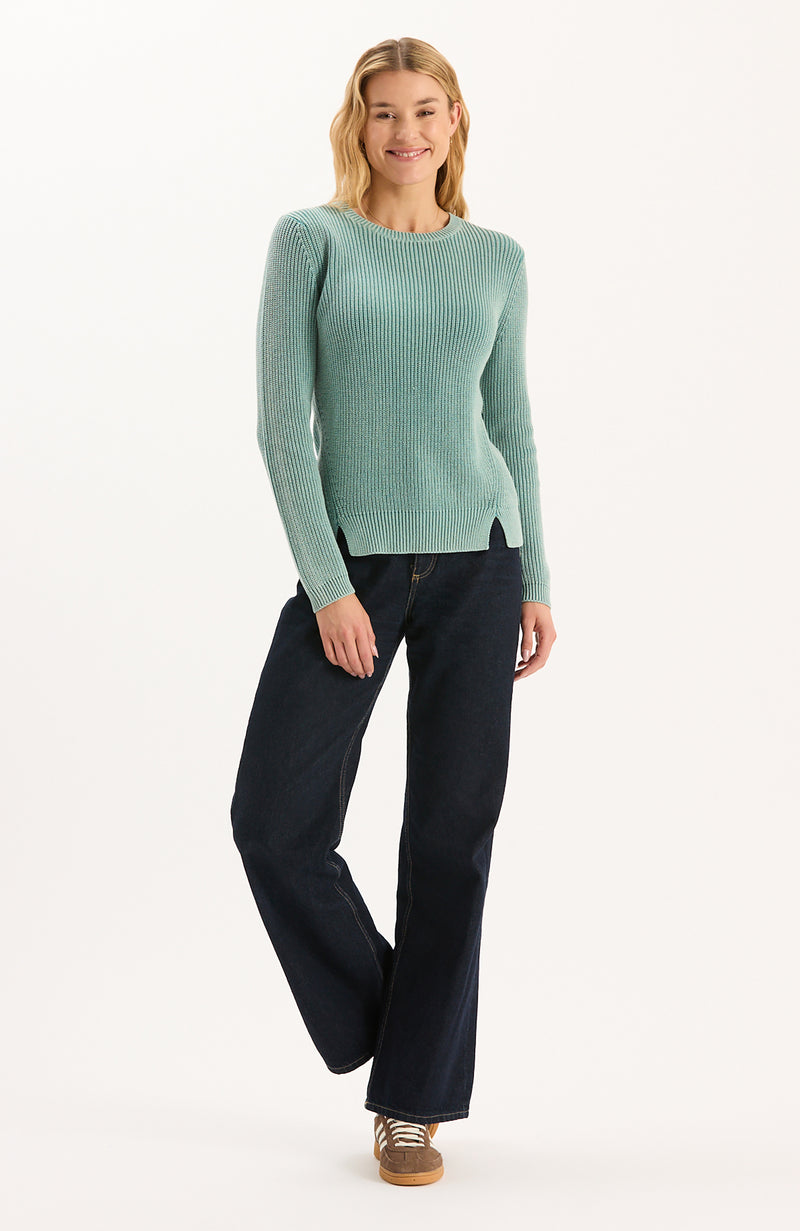 Mineral Wash Crew Neck Sweater - Patina