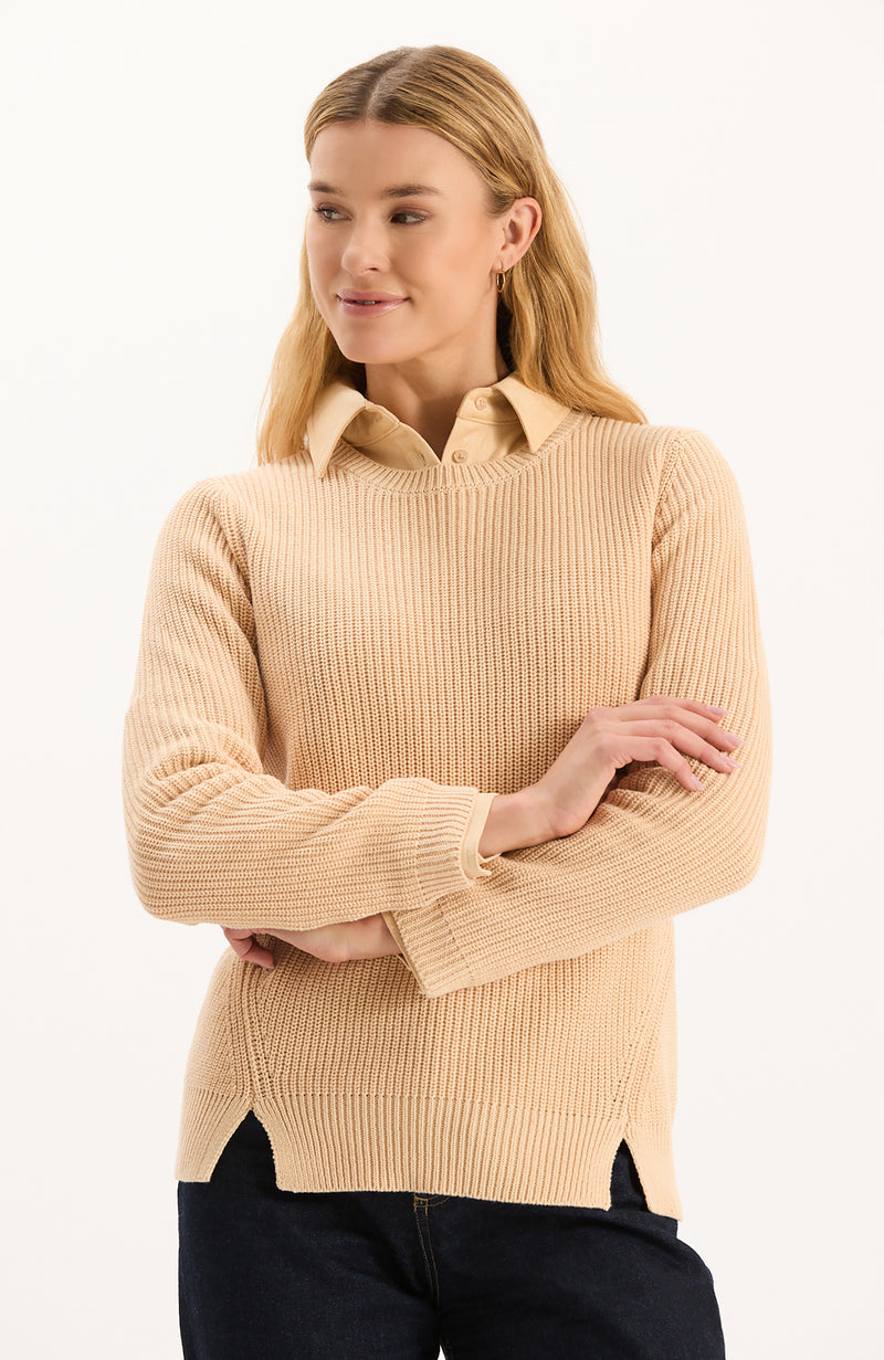 Mineral Wash Crew Neck Sweater - Winter Wheat