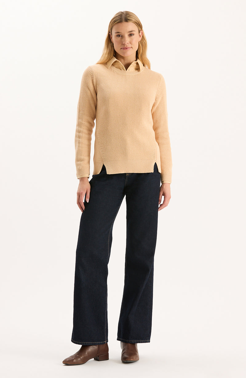 Mineral Wash Crew Neck Sweater - Winter Wheat