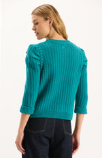 Liza Cotton Blend Knit Jacket - Aegean