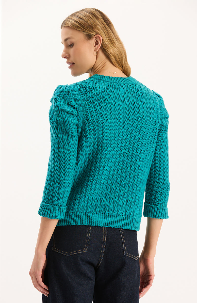 Liza Cotton Blend Knit Jacket - Aegean