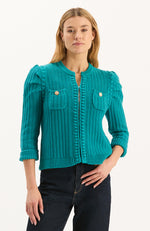 Liza Cotton Blend Knit Jacket - Aegean