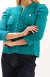 Liza Cotton Blend Knit Jacket - Aegean