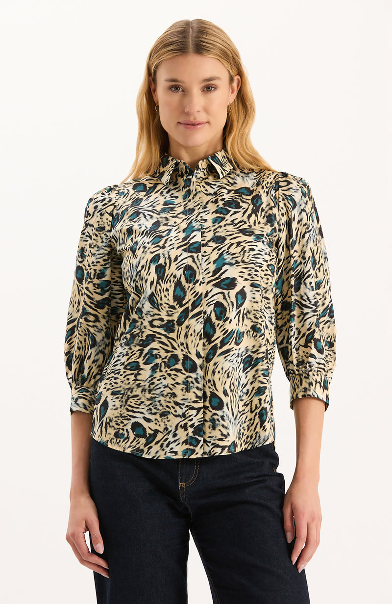 Lawson Cotton Teal Animal Shirt - Teal Animal