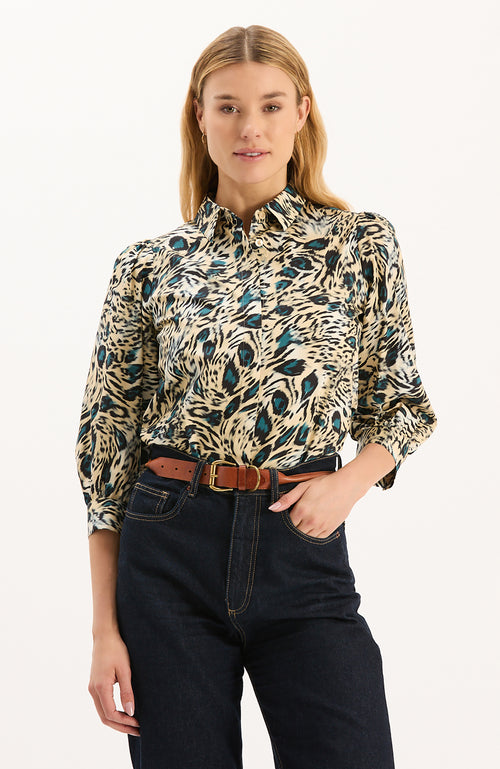 Lawson Cotton Teal Animal Shirt - Teal Animal