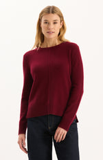 Asha Cashmere Center Stitch Sweater - Crimson